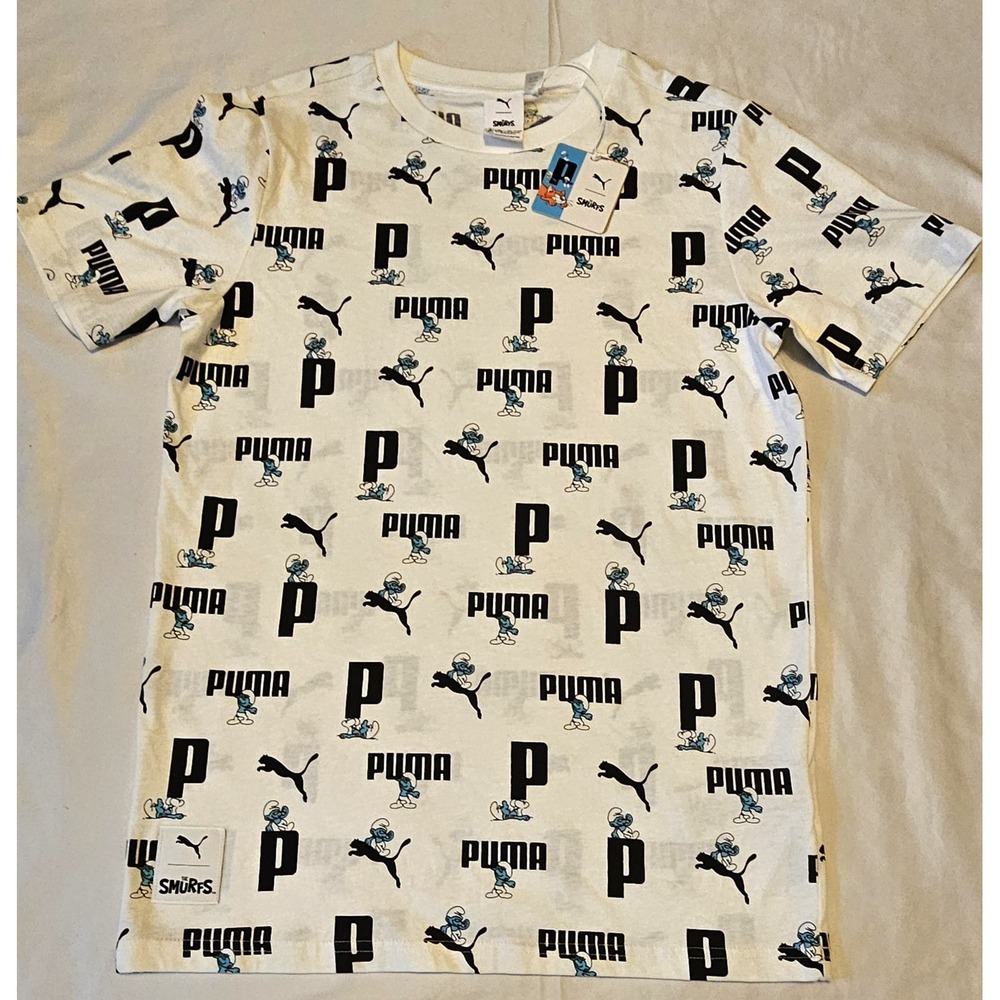 NWT Men's Puma Collab With Smurfs Tshirt Size Small Hefty Smurf With Puma